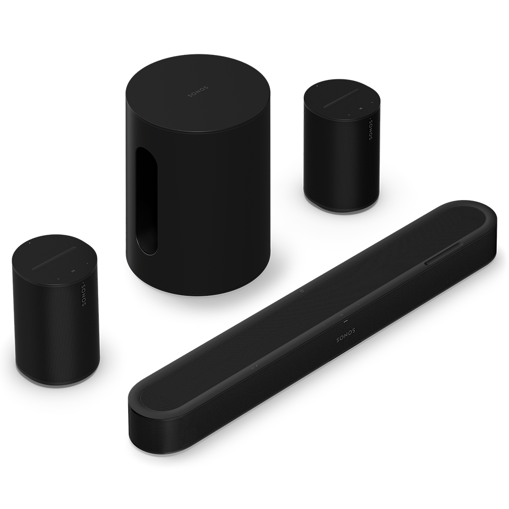Kit Imersivo Sonos com Beam Ultra, Sub Mini e dois Era 100 SL na cor preta